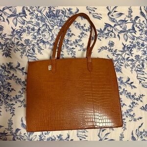 Beis Large Work Tote- Cognac Croc